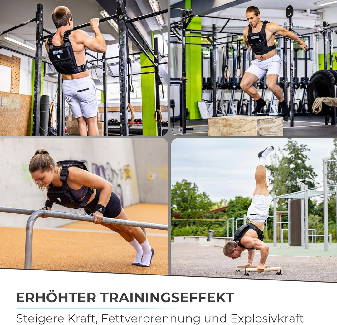PULLUP &amp; DIP Gewichtsweste – Modular anpassbar von 1-15 kg – Weighted Vest für Calisthenics, HIIT &amp;