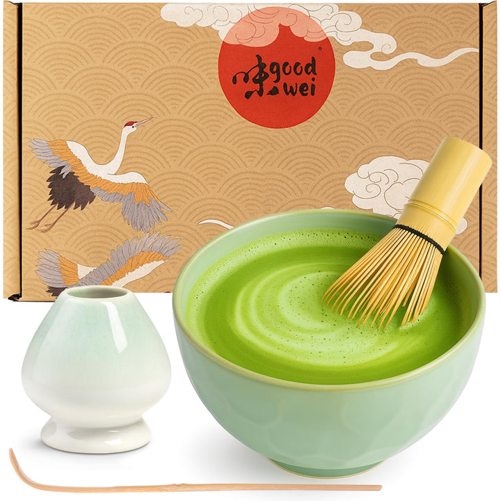 Goodwei Japanisches Matcha Komplett-Set mit hochwertiger Teeschale (Hasunomi, 80) Hasunomi 80, Hasun