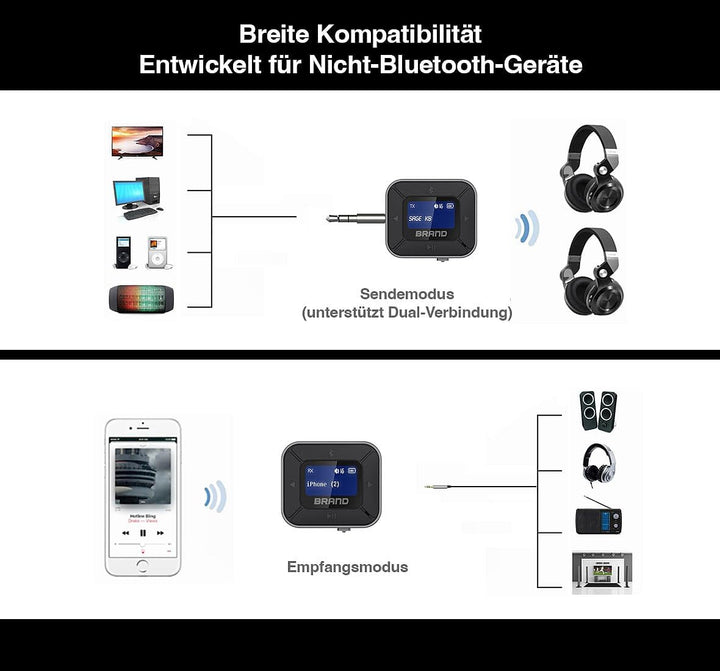 auvisio 4er-Set 2in1-Audio-Transmitter- &amp; Receiver mit Bluetooth 5.3, Display
