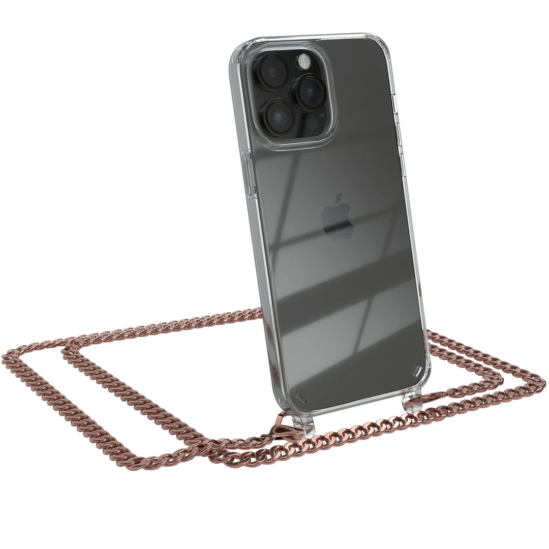 EAZY CASE Handykette kompatibel mit iPhone 14 Pro Max Handyhülle mit Metall Umhängeband und Ersatz K
