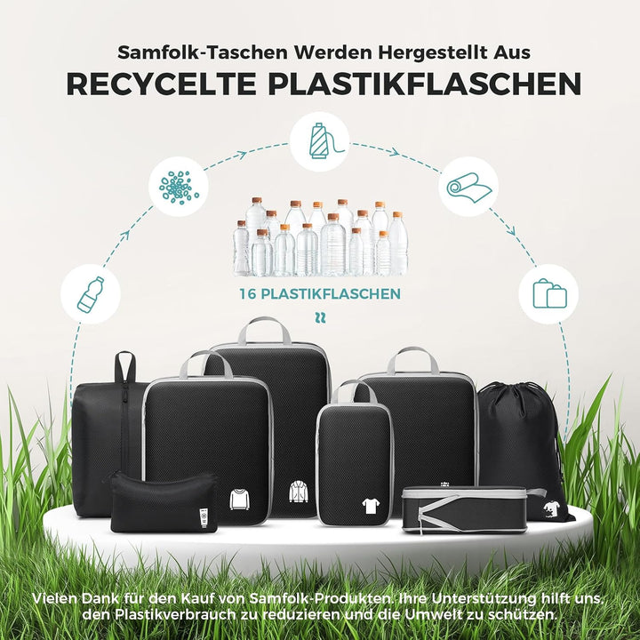 Koffer Organizer Packing Cubes Compression 8 Stück, Wasserdicht PackwüRfel Koffer Organizer Set,Trav