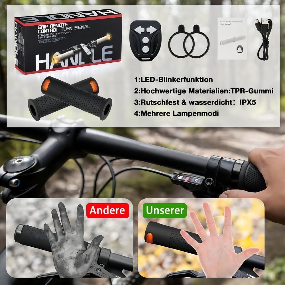 E Scooter Blinker, Griff Licht Roller Blinker Licht Indikator Licht Griff mit wiederaufladbarer Fern