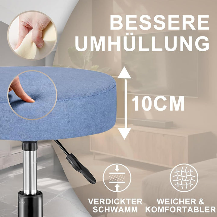 Zedelmaier Rollhocker höhenverstellbar, Bürohocker mit Gummirollen, 360° drehbar Hocker mit Rollen &amp;