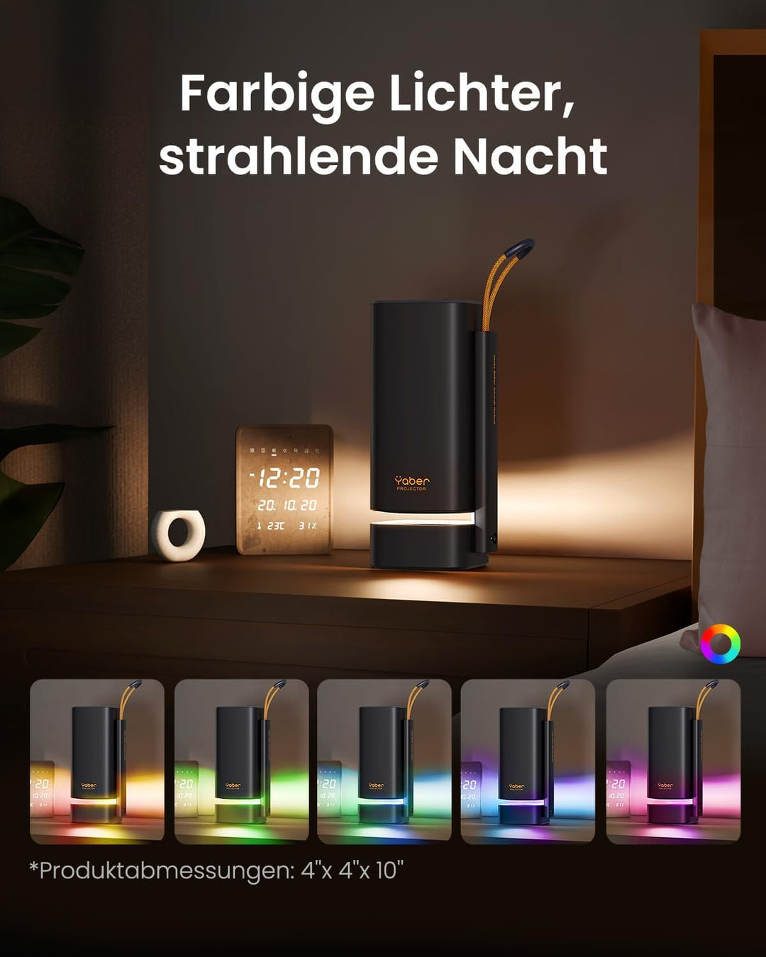 Yaber T1 Pro Mini Beamer, 180° Drehbar Tragbarer Projektor für Heimkino Black, Black
