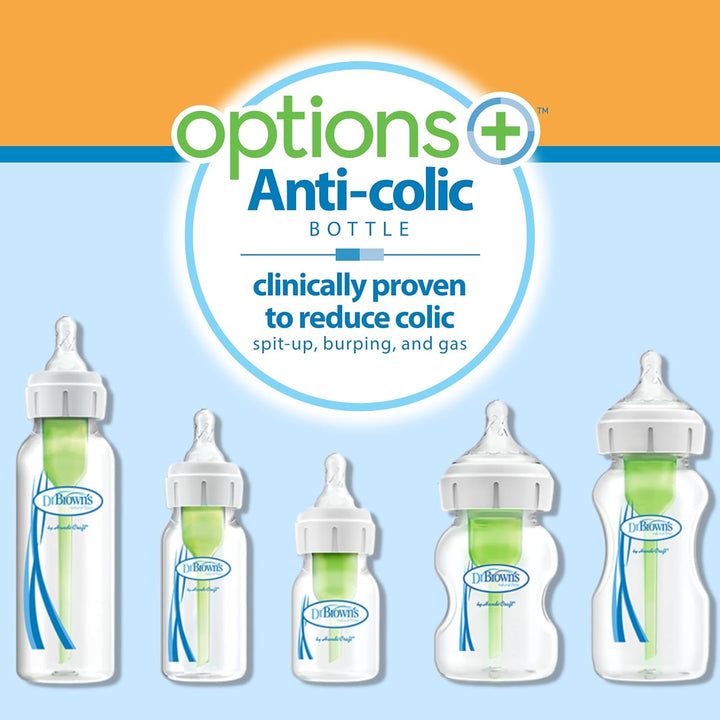 Dr. Browns Options+ Weithals-Babyflasche gegen Koliken, Starterset transparent Einzelbett, transpare