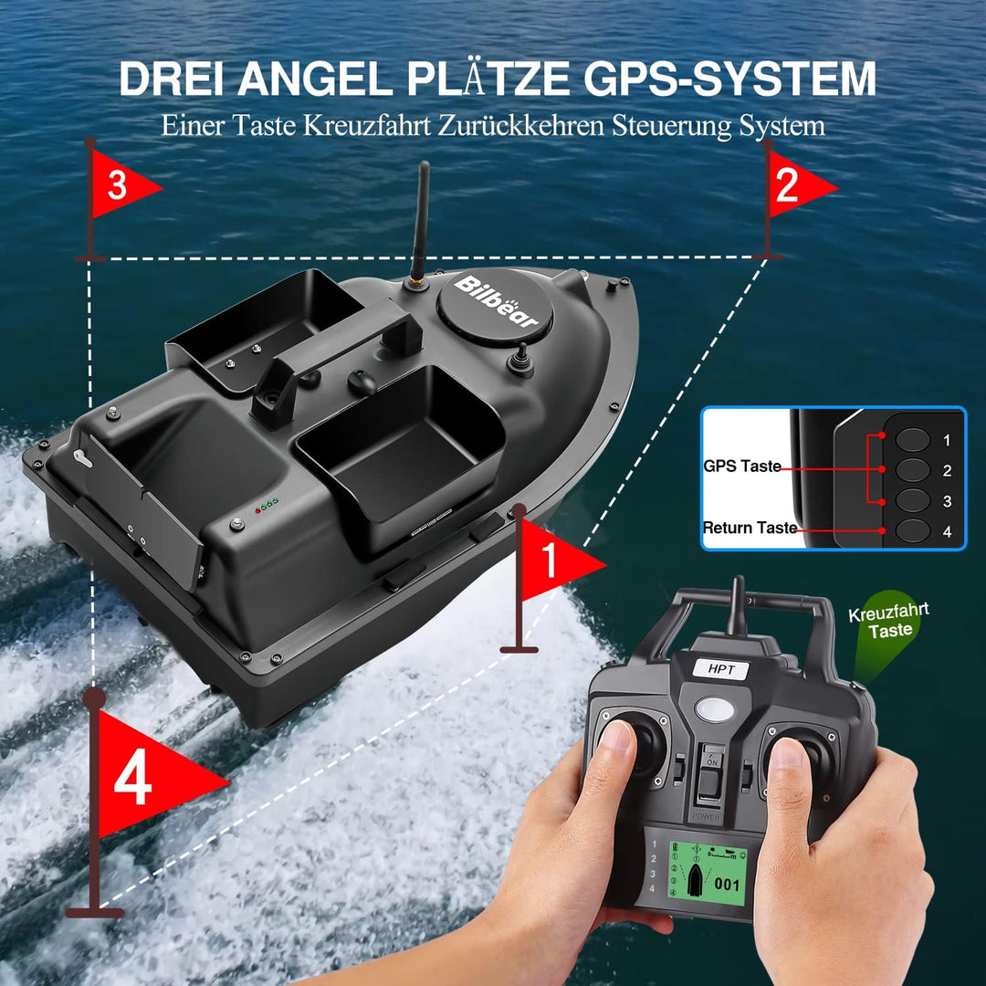 Bilbear GPS Köderboot Futterboot mit Echolot und GPS Köderlieferboot Karpfenfischen Angelköderboot,F