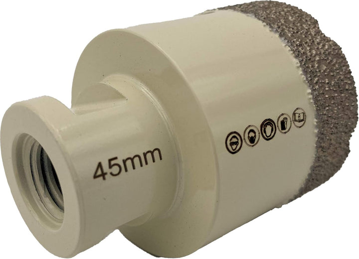 Dr. Diamond Premium Fliesenbohrer Fliese Feinsteinzeug 45 mm x M14 für Winkelschleifer (45 mm), 45 m