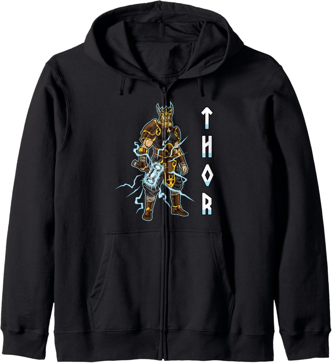 Donnergott Thor - Nordische Mythologie - Wikinger Krieger Kapuzenjacke