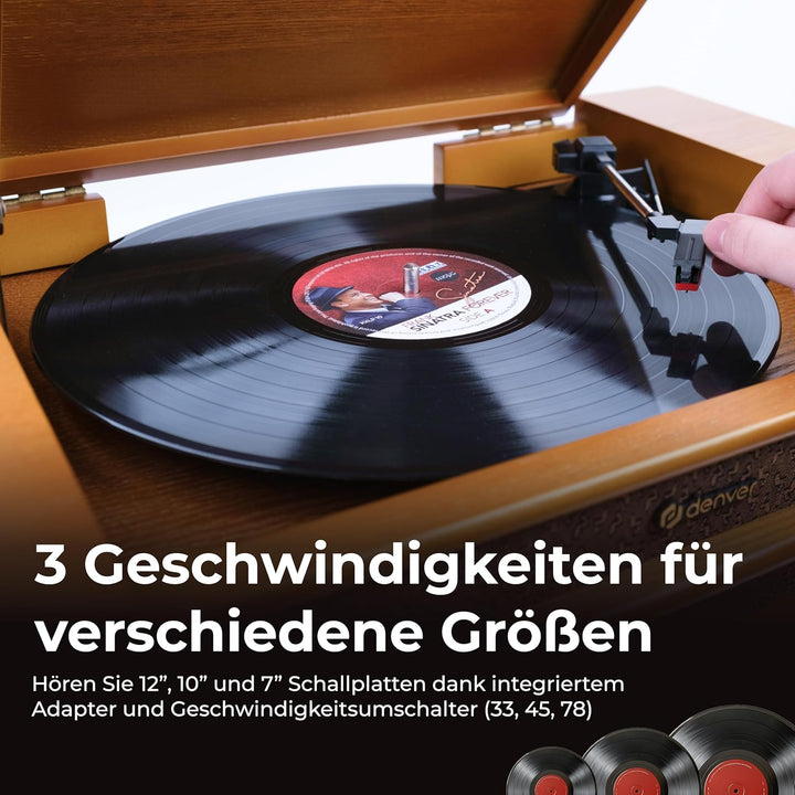 Denver MCR-50 Retro Musik-Center mit Plattenspieler braun