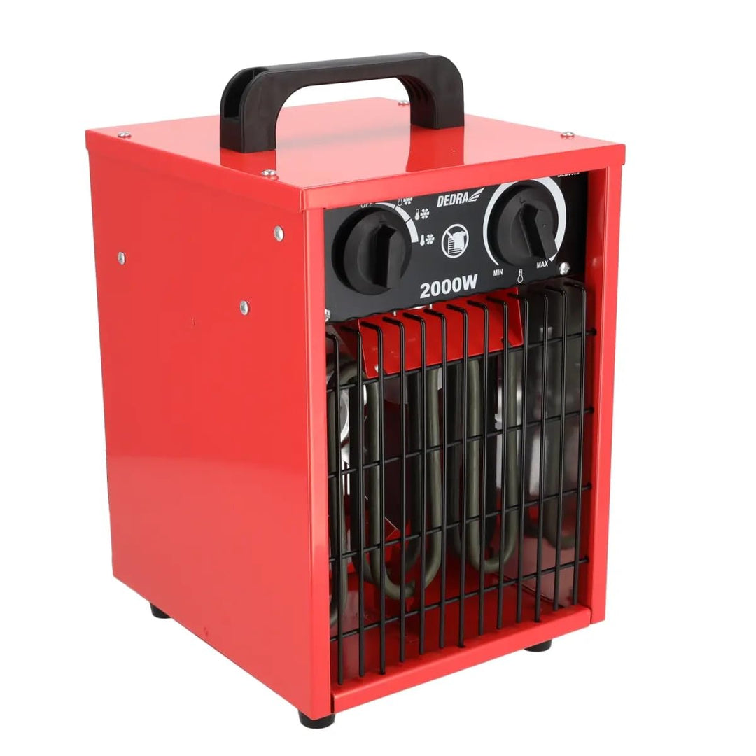 DEDRA Elektrische Heizlüfte – 1000W / 2000W, Thermostat, Überhitzungsschutz, 3 Betriebsmodi, Tempera