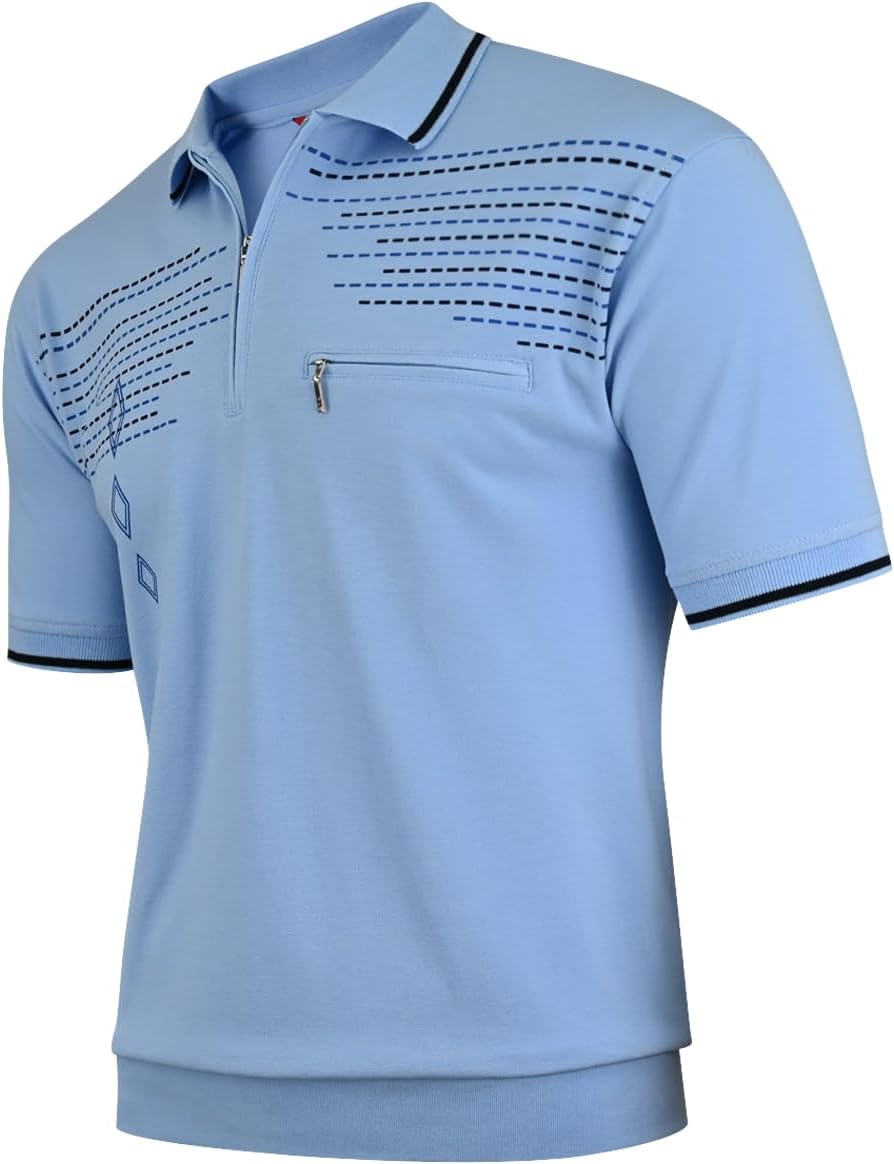 Soltice Herren Kurzarm Poloshirt, Polohemd Kragen, Gestreifte Blousonshirt mit Brusttasche aus Baumw