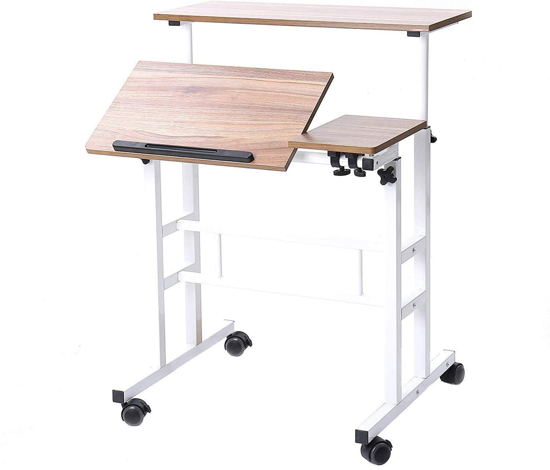 sogesfurniture höhenverstellbar Computertisch Laptoptisch mit Rollen, Mobiler Schreibtisch PC Tisch