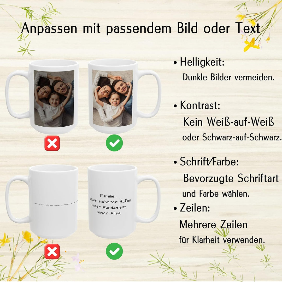 Individuelle Tasse mit Bild oder Text Ihrer Uploads, personalisierte Tasse, mikrowellen- und spülmas