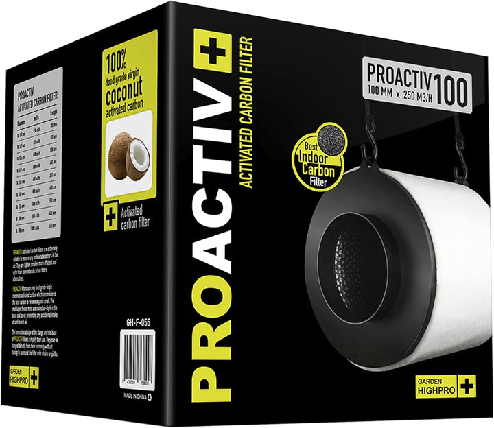 GARDEN HIGHPRO 250m3 Proactiv Kohlefilter 100 mm 250 m3/H, Kunststoff,