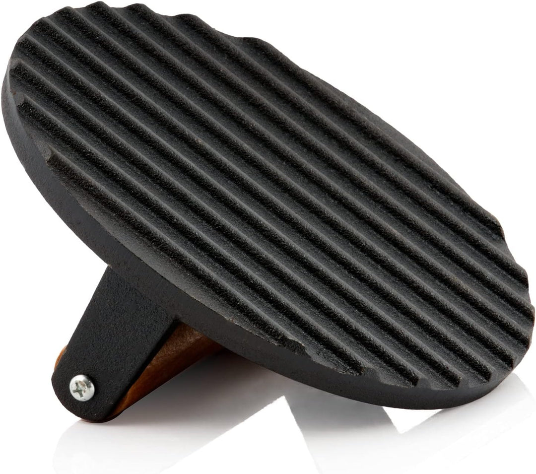BBQ-Toro Edelstahl Wärmeglocke mit Gusseisen Fleischbeschwerer | Ø 31,5 cm | Burger Glocke mit Fleis