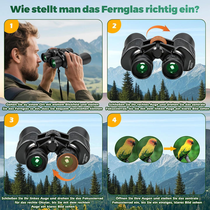 20x50 Fernglas für Erwachsene, Vogelbeobachtungs Ferngläser mit BAK4 Prism FMC-Objektiven - 26mm Gro