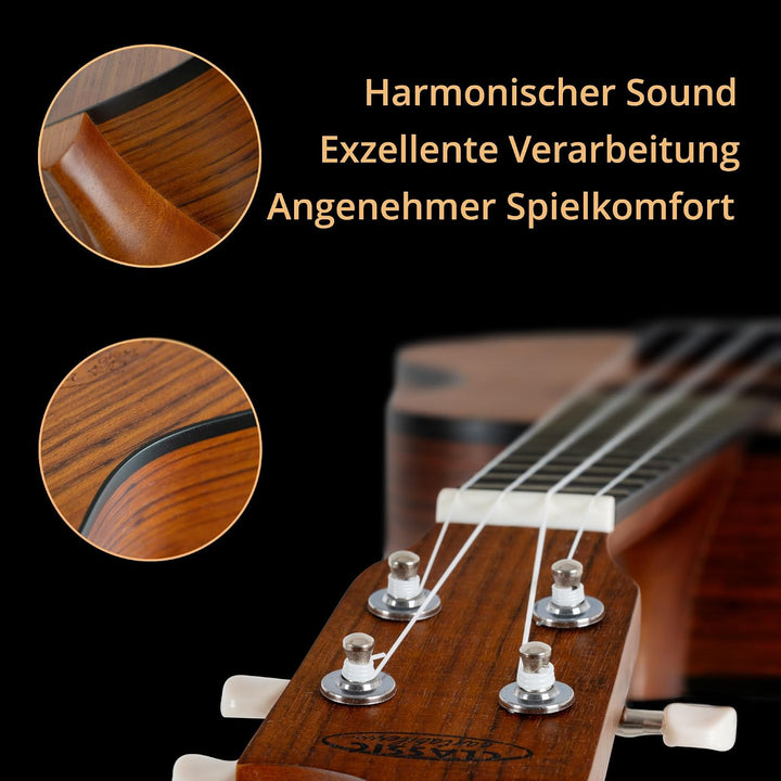 Classic Cantabile Ukulele Sopran Walnuss SET inkl. Ukulelenschule