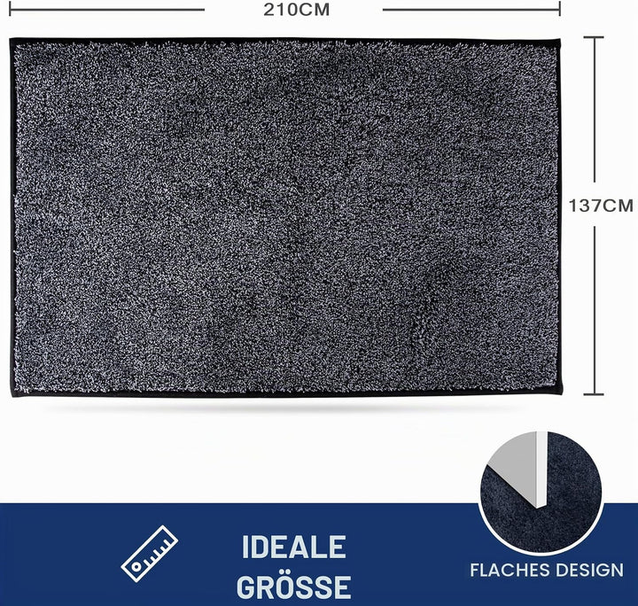 Schmutzfangmatte Innen 137 x 210 cm, rutschfeste Sauberlaufmatte, Eingangstürmatte mit Wasserabsorbi