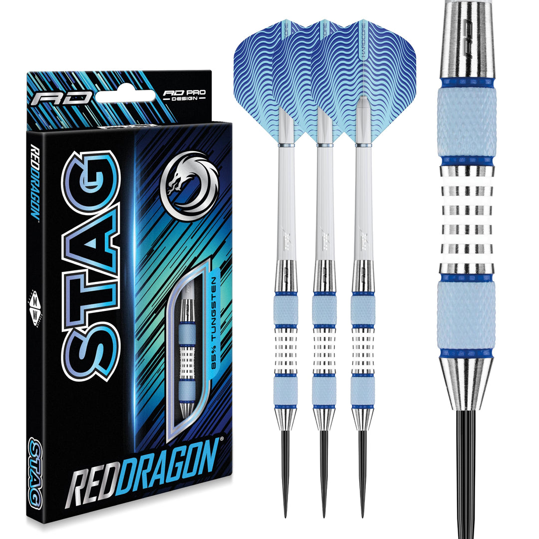 RED DRAGON Stag 24g, 26g, 28g oder 30g Professional Tungsten Darts Set mit Flights und Schäfte 28.0