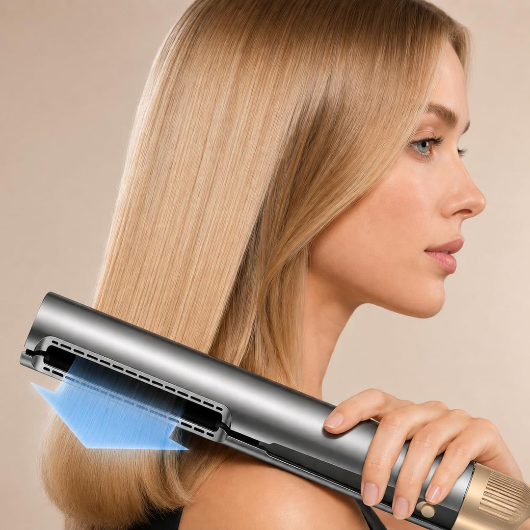 Golden Goods Airloop Haarglätter mit Luft 3-in-1, Luft-Haarglätter, Föhn &amp; Stylingbürste, Glätteisen