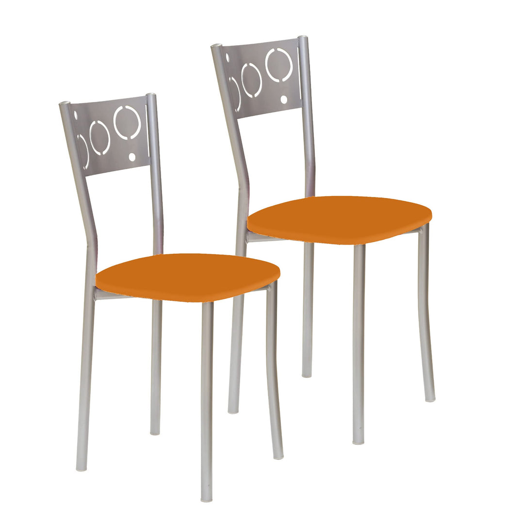 ASTIMESA SCPRNA Zwei Küchenstühle, Metall Aluminium Kunstleder, orange, Altura de asiento 45 cms