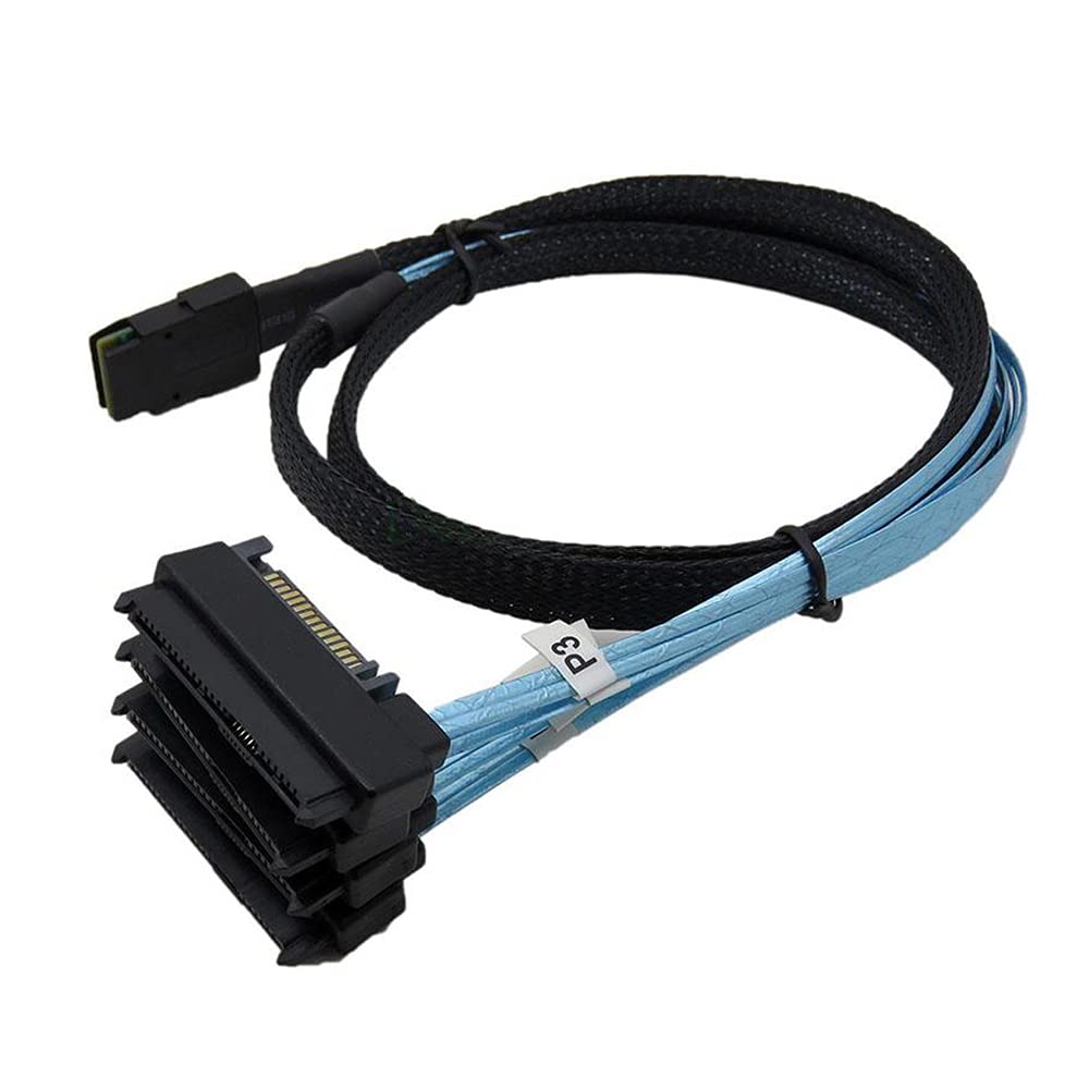 NFHK Internal 36 Pin Mini SAS SFF-8087 Host to 4 SFF-8482 Target SAS Hard Disk and SATA Power Cable