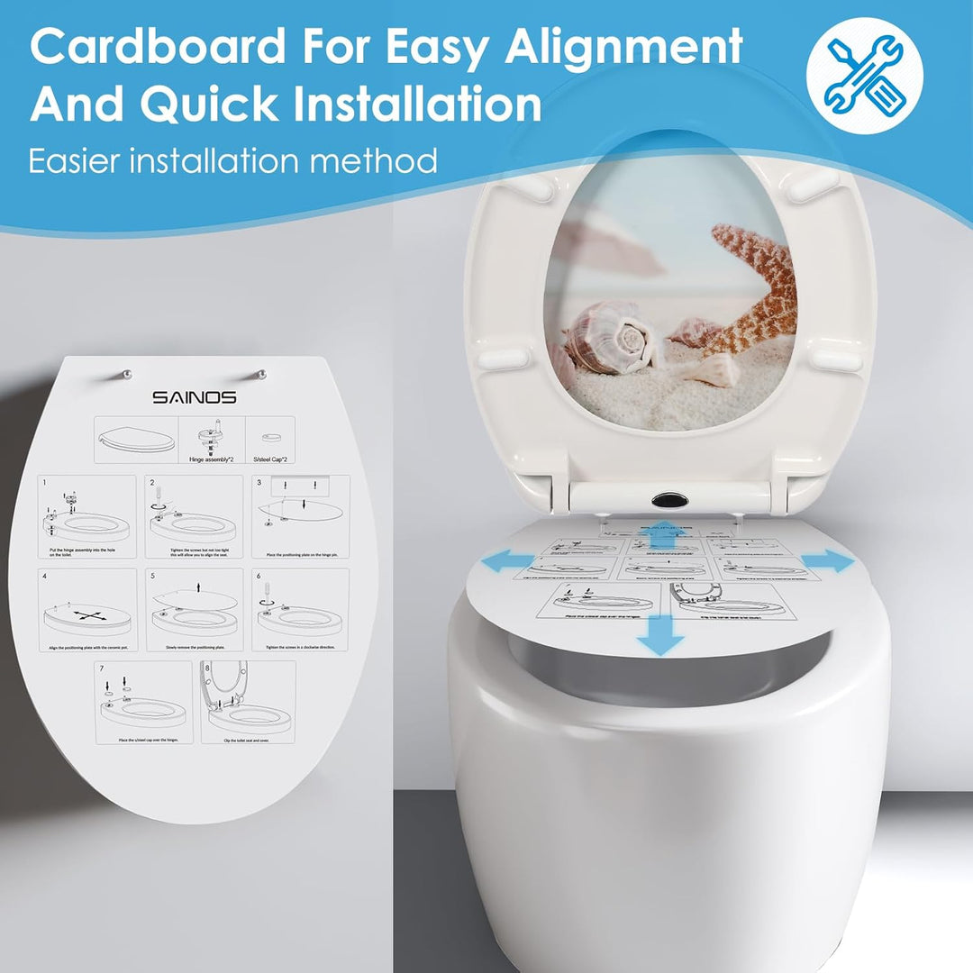Duroplast-Toilettensitz, O-förmiger Toilettendeckel mit Soft-Close-Mechanismus, Edelstahlscharnier,