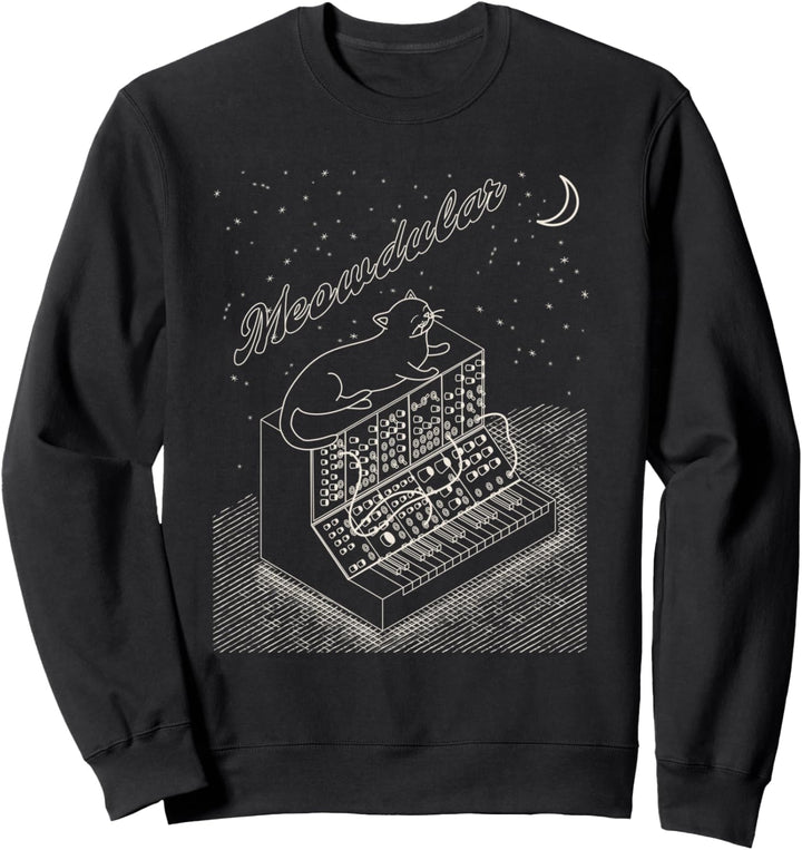 Lustig Katze auf Analog modular Synthesizer Sweatshirt