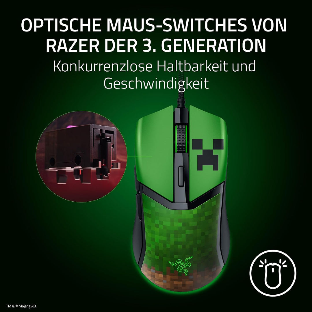 Razer Cobra Minecraft Edition - Leichte kabelgebundene Gaming-Maus - 8500 DPI Sensor (58g, optische