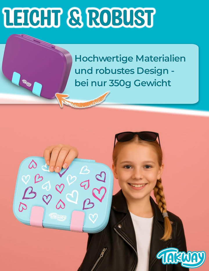 Brotdose Kinder mit Fächern - Bento Box Lunchbox BPA Frei - robust &amp; leicht zu öffnen (Grün), Grün