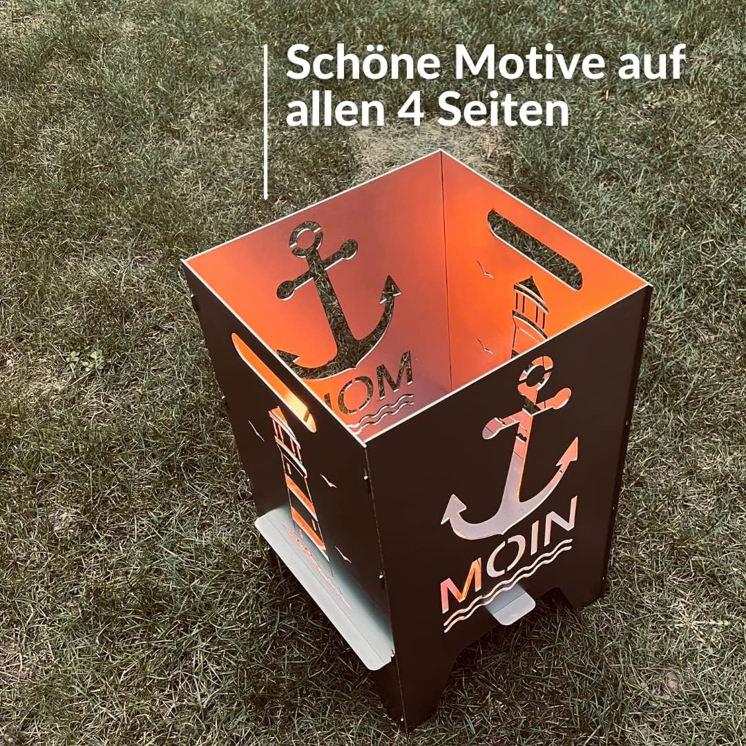 Feuertonne Mit Maritim Motiv | Stabiles Stecksystem Mit Tragegriffen | Robust &amp; Aus Hochwertigem Sta