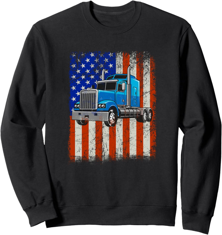 Truck Driver American Flag Proud Trucker Sweatshirt