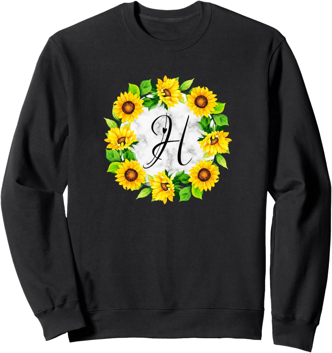 Sonnenblume Buchstabe H Initial Blume Stil Design Sweatshirt