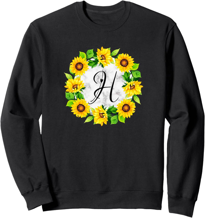 Sonnenblume Buchstabe H Initial Blume Stil Design Sweatshirt