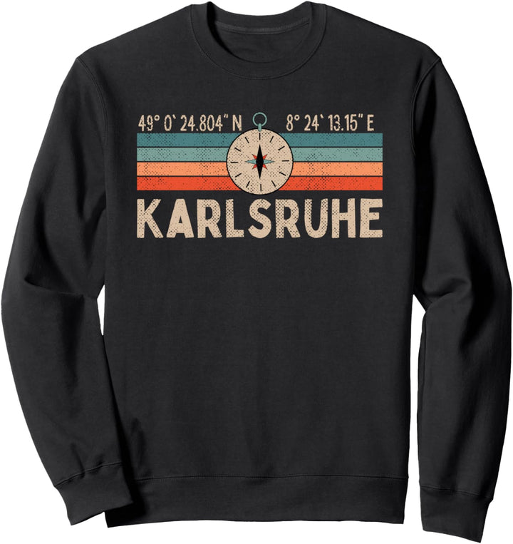 Vintage Karlsruhe Kompass Retro Heimatstadt Sweatshirt