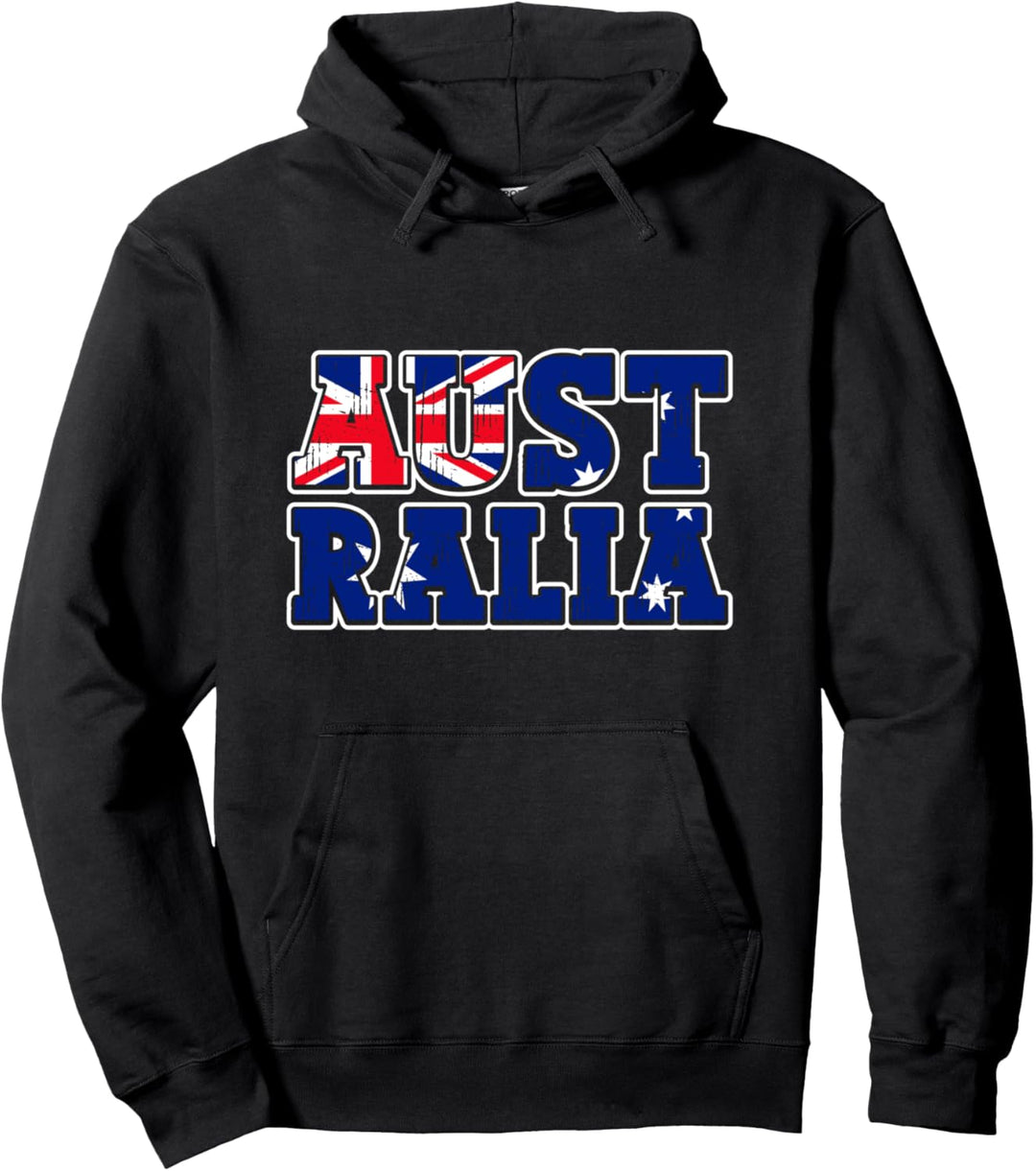 Australien Schriftzug mit eingebetteter australischer Flagge Herren Damen Pullover Hoodie