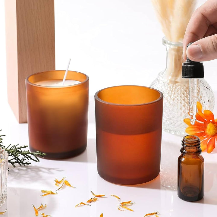 6er-Pack Kerzengläser mit Bambusdeckel (200ml) - 3mm Dickwandiges &amp; Hitzebeständiges Glas - Elegante