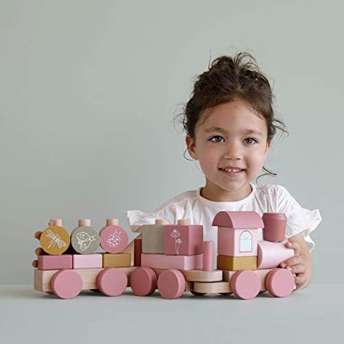 Little Dutch Holz-Eisenbahn Zug mit Steck-Formen (Wild Flowers rosa)
