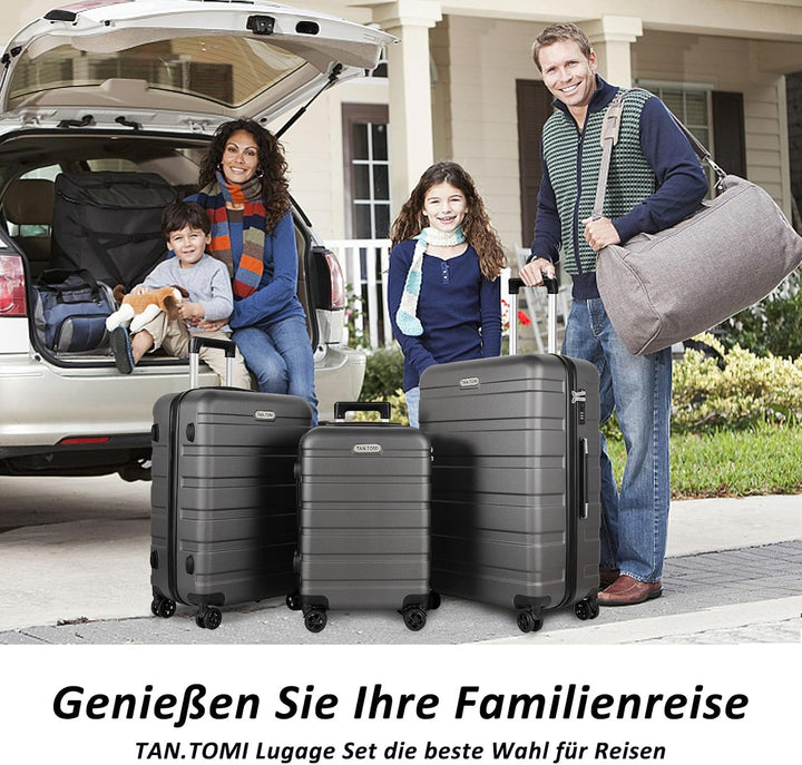 TANTOMI Kofferset 3-teilig, ABS Hartschalenkoffer Set, Reisekoffer Set mit Rollen, Gepäck-Sets (20/2