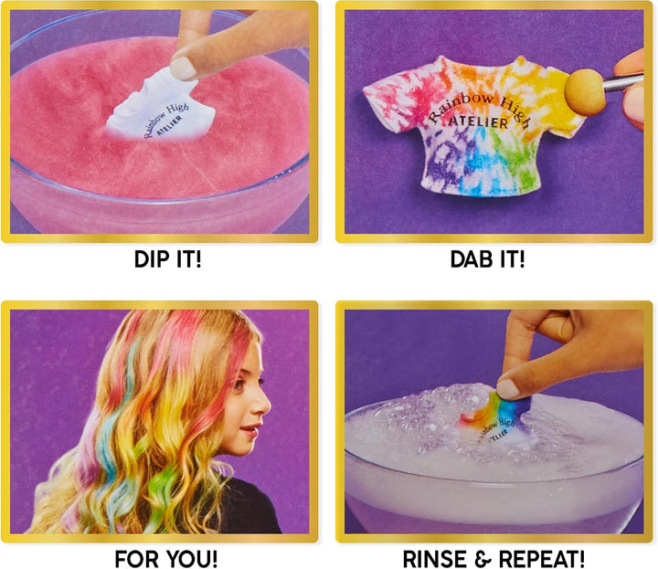 Rainbow High Watercolour &amp; Create DIY Modepuppe, Auswaschbare Wasserfarben &amp; Batikset - Braune Augen