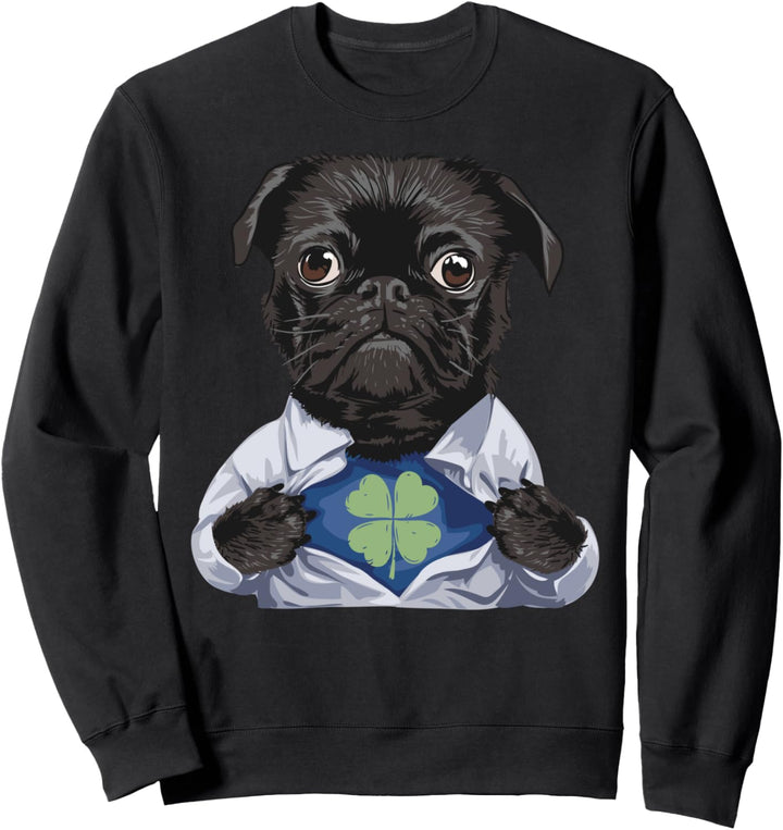 Pug Irish Clover Shirt St Patrick Day Dog Lover Sweatshirt