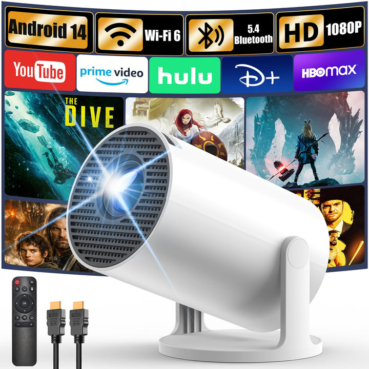 Beamer Bluetooth - YOTON 5G WiFi Mini Beamer Full HD WLAN, Native 1080P Projektor mit HDMI/AV/USB-Ei