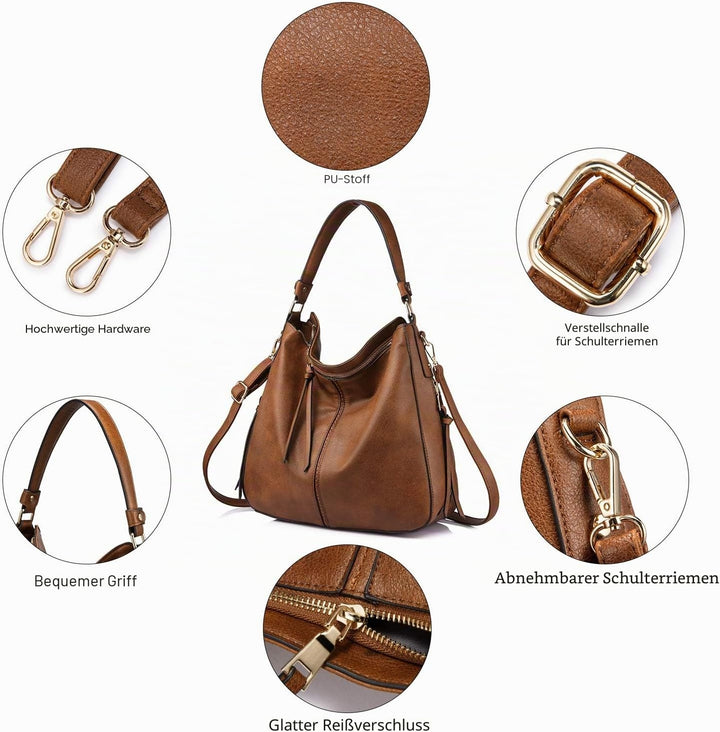 Realer Handtasche Damen Shopper Tasche Tote Leder Umhängetasche Gross Schultertasche Frau Elegant He
