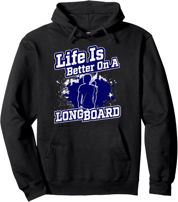 Leben ist besser Longboard skaten Geschenk Skater Longboard Pullover Hoodie