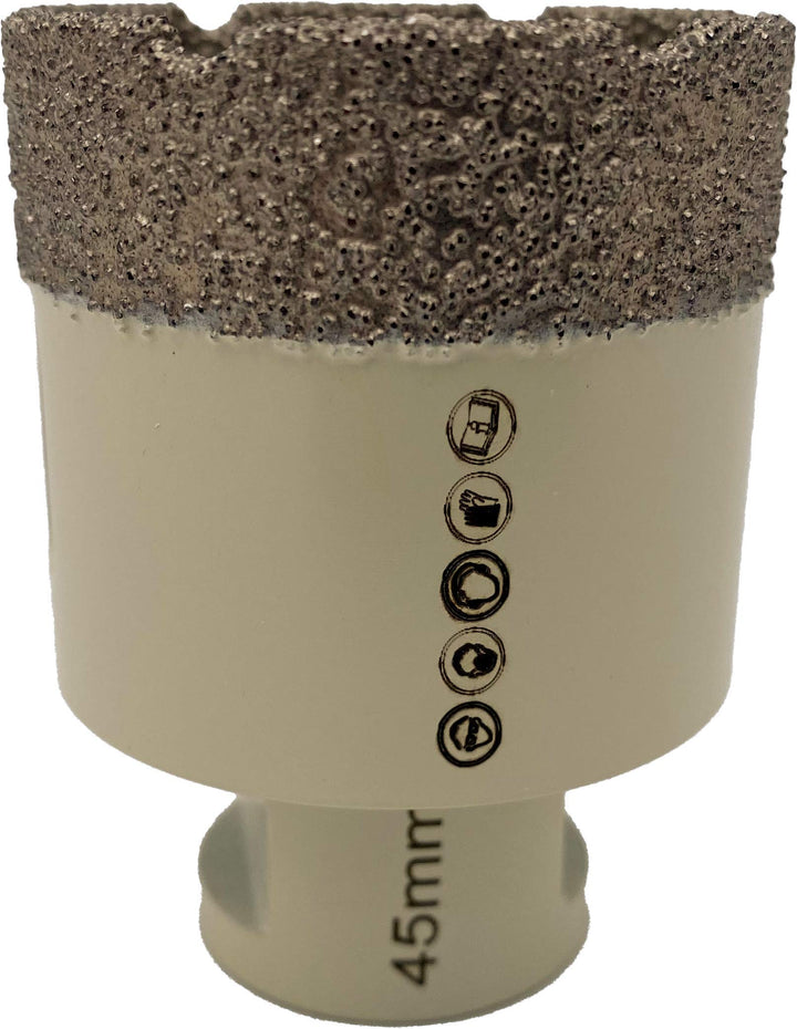 Dr. Diamond Premium Fliesenbohrer Fliese Feinsteinzeug 45 mm x M14 für Winkelschleifer (45 mm), 45 m