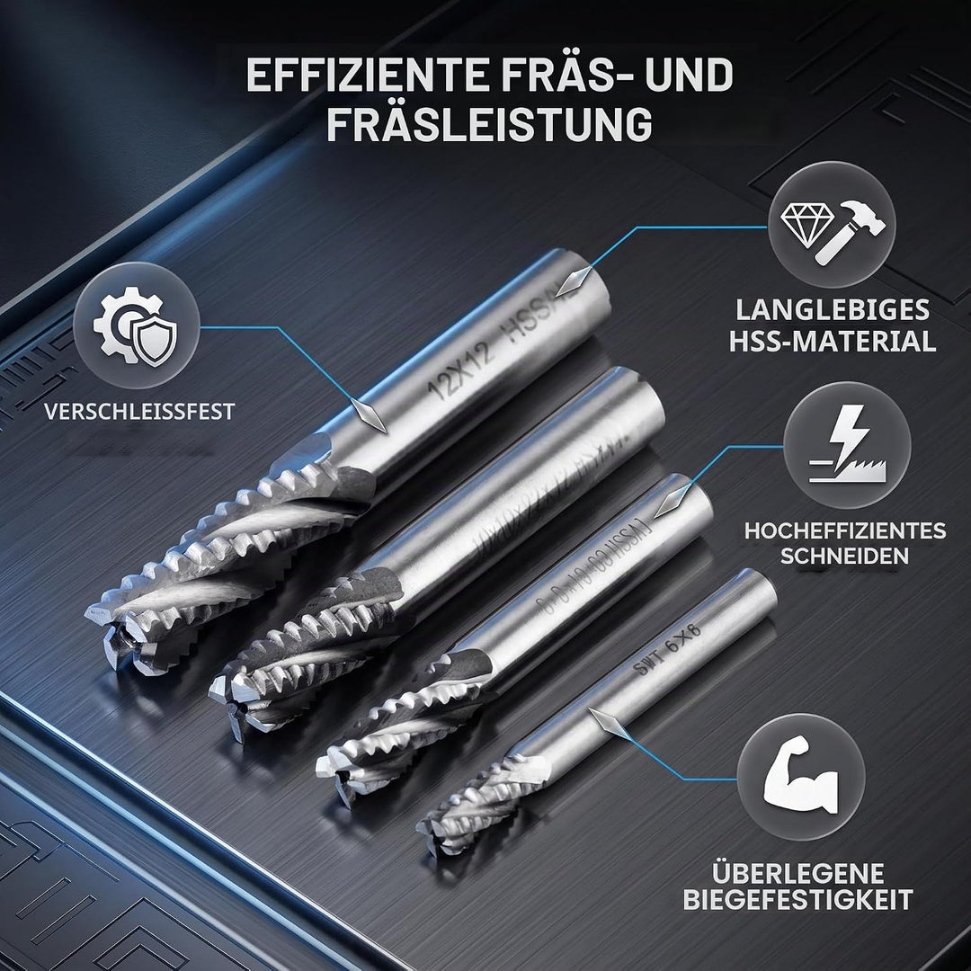 4pcs HSS Schruppfräser M6 M8 M10 M12 4 Nuten Spiralschneider-Bits CNC-Fräser