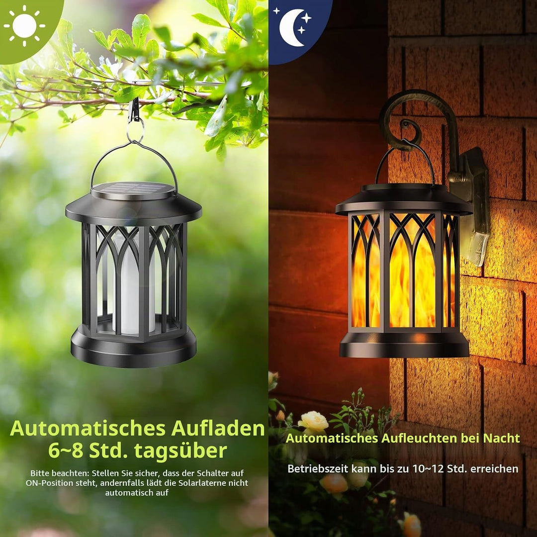 Garten Solarlampen für Aussen Hängend, GEARLITE 2 Stücke Solar Laternen für Draussen mit Realistisch