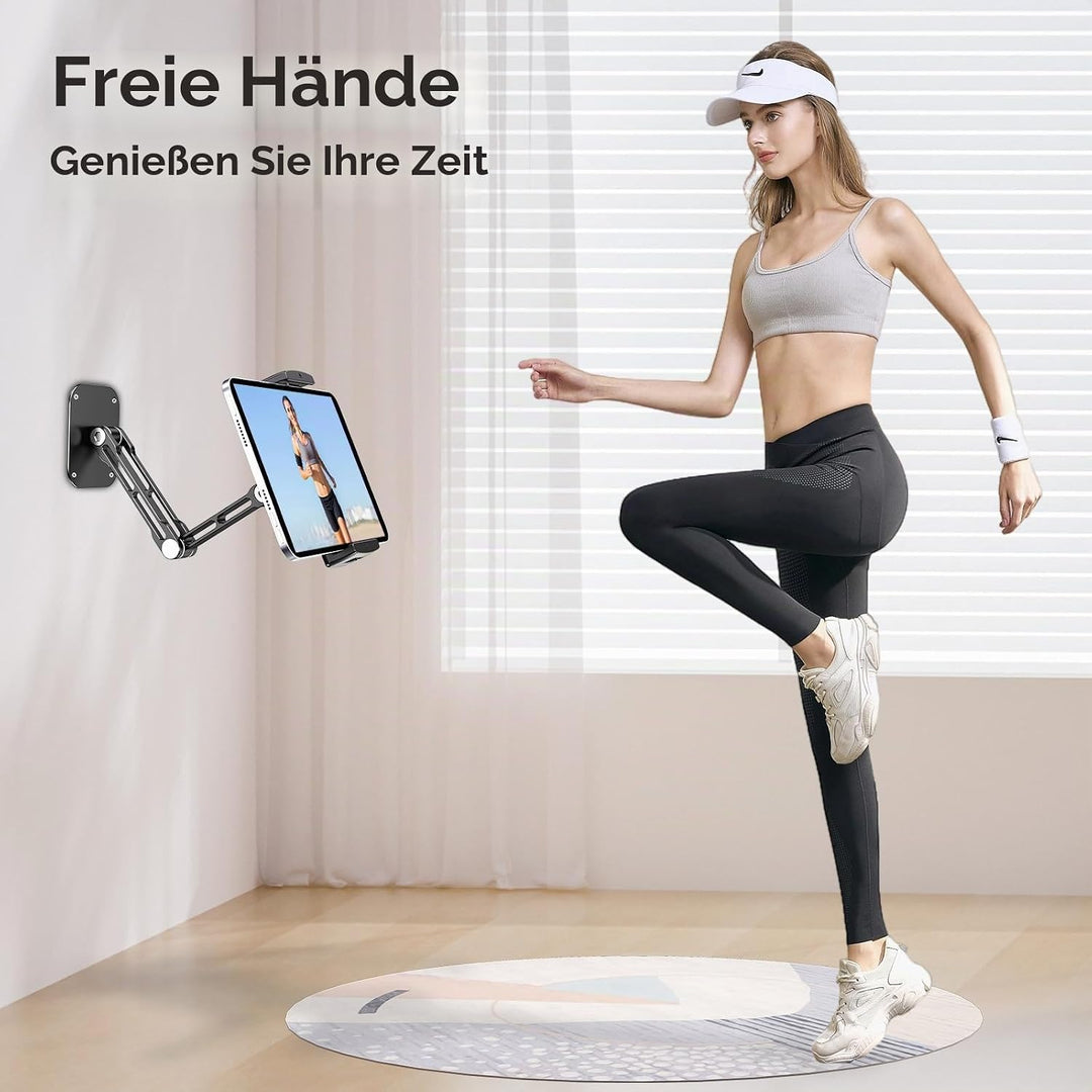 Lucrave Tablet Wandhalterung, Aluminium ausziehbare iPad Wandhalterung, mit 360° drehbarer Basis ein