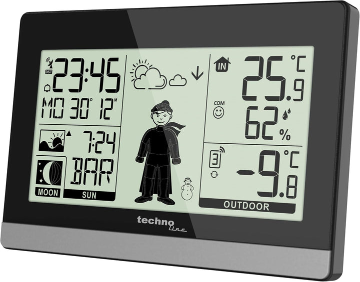 Technoline WS9612 moderne Wetterstation, schwarz &amp; Technotrade Technoline WS 9767 Temperaturstation