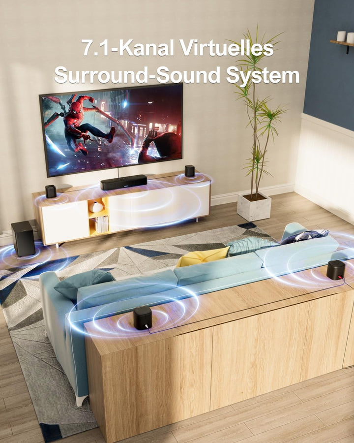 ULTIMEA 7.1ch Soundbar für TV Geräte, Heimkino Surround Sound System, 4 Surround Lautsprechern, 4" S